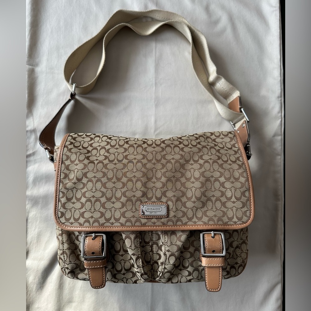 Rare Vintage Coach Signature Jacquard Unisex Saddle Crossbody Messenger Bag